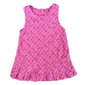 Kid connection, size 12M 2 tone pink plaid dress, with hearts. Snap back